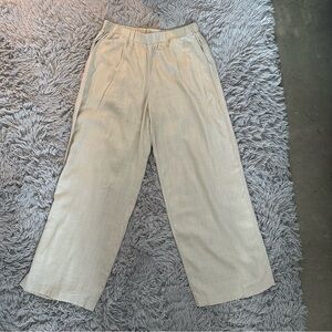 Size M JM Collection cream linen wide leg trousers with elastic waistband
